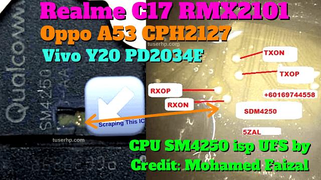 Realme C17 RMX2101 ISP UFS Pinout Test Point EDL Mode 9008
