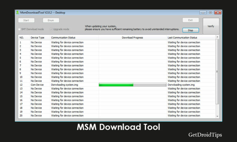 msm download tool connection timeout