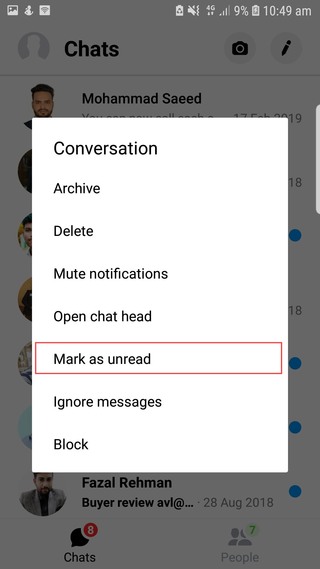 How to Mark a Facebook Message as Unread or Unseen?