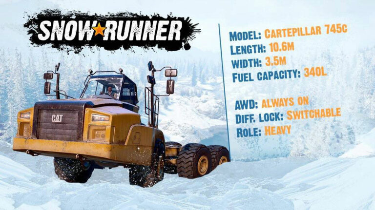 Snowrunner caterpillar 745c где найти