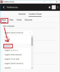 How to change language in Adobe Creative Cloud