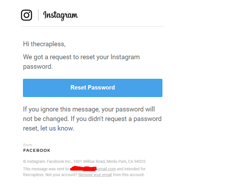 change my instagram password