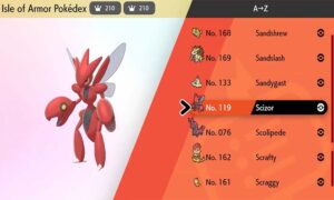 Where to find Scizor in Pokemon Sword and Shield Isle of Armor