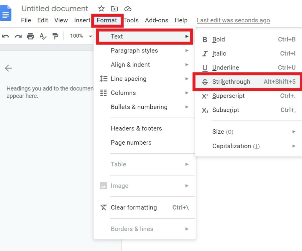 How To Create Or Remove Strikethrough Text In Google Docs