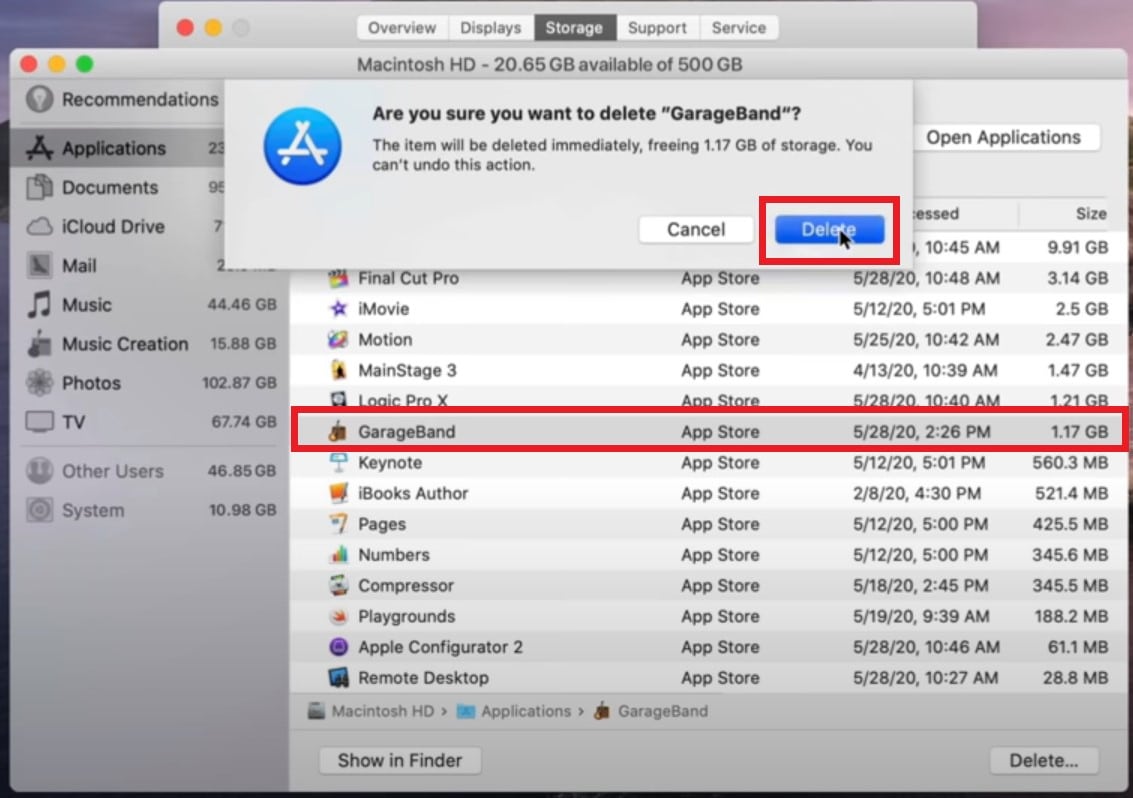how to free up storage on mac book