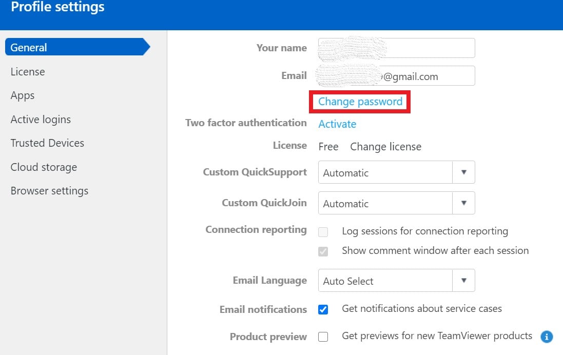 how often does teamviewer password change on the free version