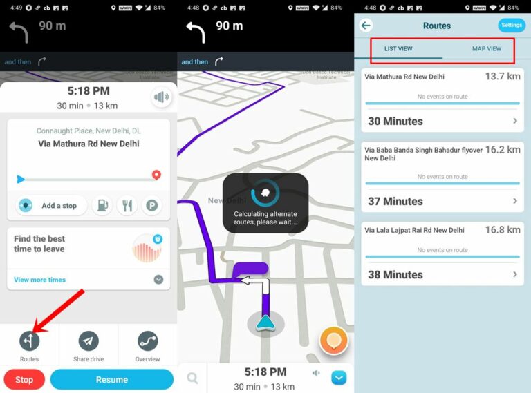 Guide How To Edit Or Change A Route In Waze App   Alternate Route Waze 768x569 