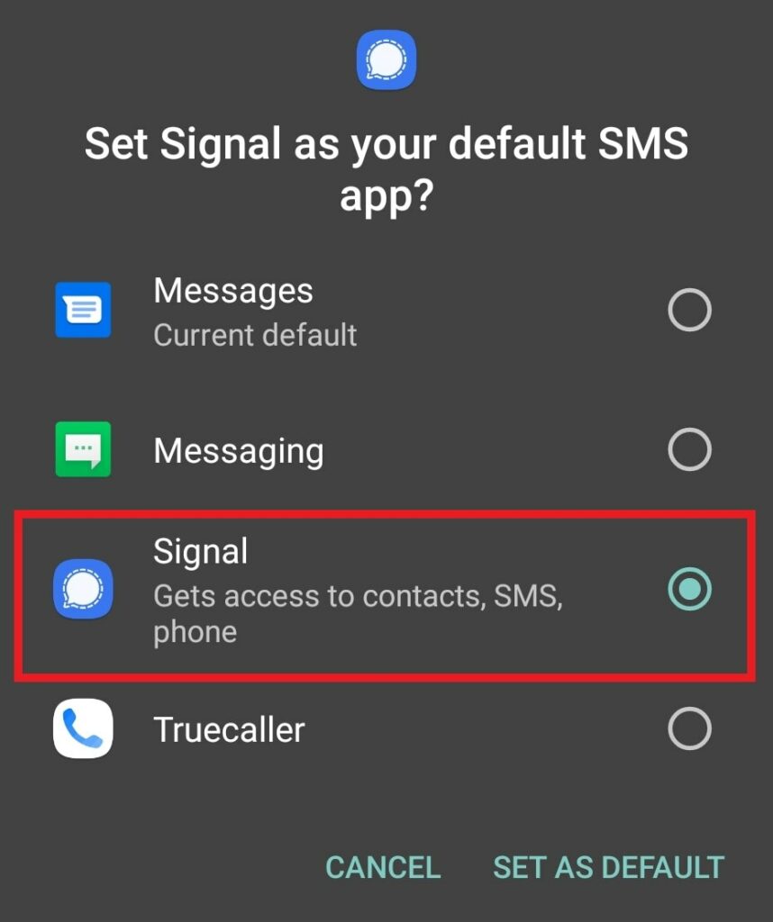 signal messenger app look at contacts