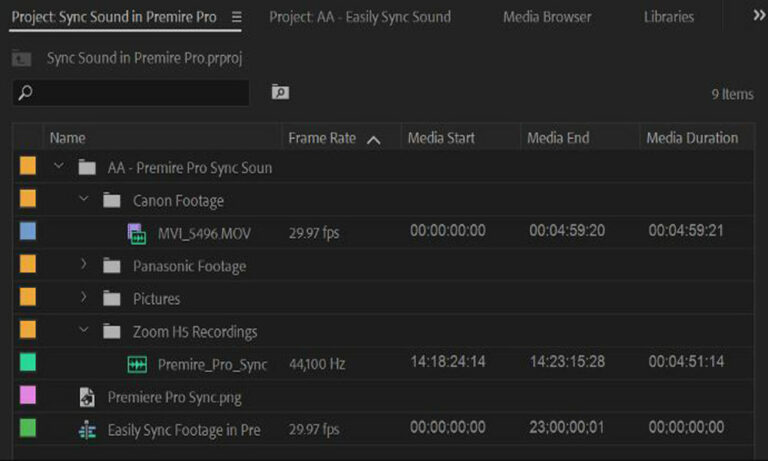 premiere pro sync audio and video