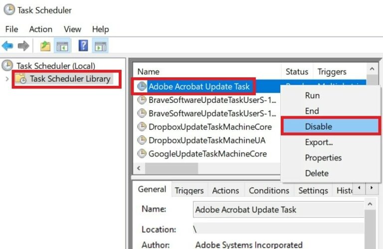 adobe update service disable