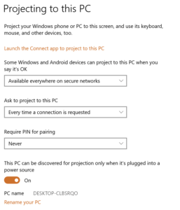 How To Enable Or Disable Projecting To This PC In Windows 10