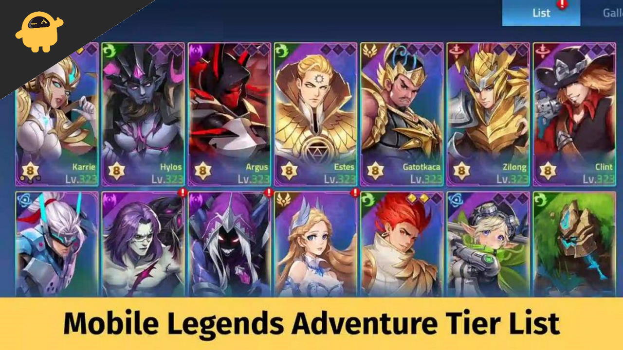 Lista de níveis de heróis para Mobile Legends: Adventure
