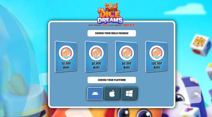Dice Dreams Free Rolls Cheat and Free Coins